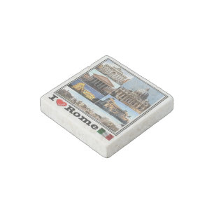 IT Italy - Italia - Rome - I Love Mosaic - Stone Magnet