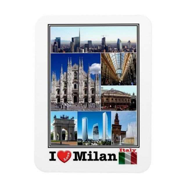IT Italy -  Milan - I Love Mosaic - Magnet (Vertical)