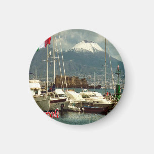 IT - Italy - Naples - With Vesuvius Harbour View Magnet