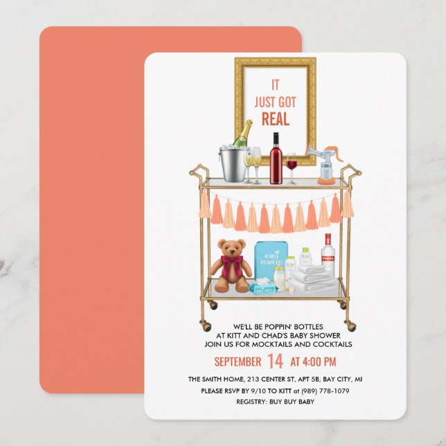 It Just Got Real Baby Shower Invitation (Front/Back)