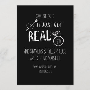 IT JUST GOT REAL Save The Date Engagement Card