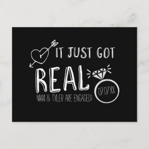 IT JUST GOT REAL Save The Date Engagement Postcard