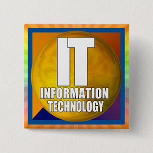 IT LOGO - INFORMATION TECHNOLOGY PINBACK BUTTON