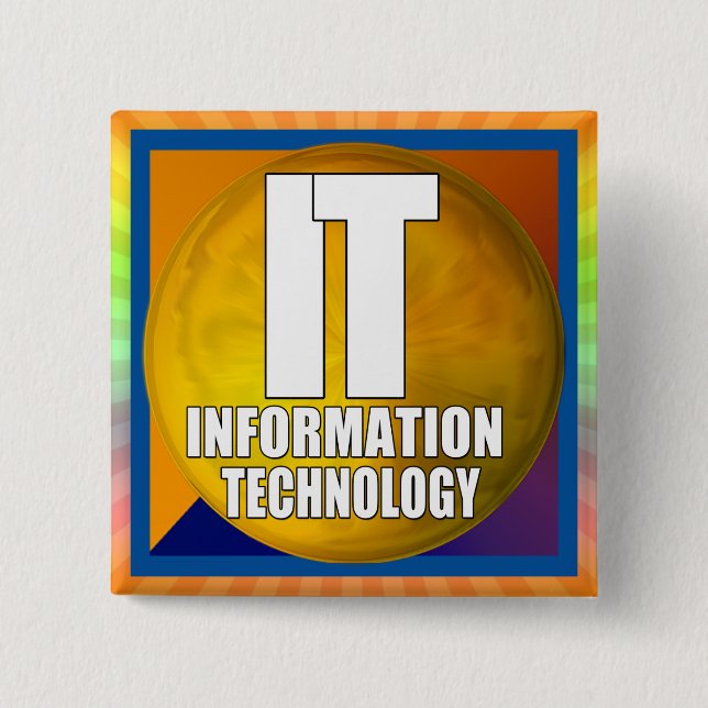 IT LOGO - INFORMATION TECHNOLOGY PINBACK BUTTON (Front)
