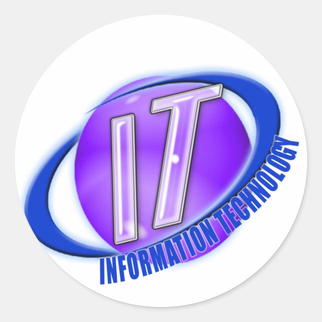 IT LOGO ORB/SWOOSH INFORMATION TECHNOLOGY CLASSIC ROUND STICKER (Front)