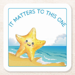 It Matters to This One, Starfish Story. Square Paper Coaster