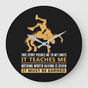 IT MUST BE EARNED Wrestling Large Clock