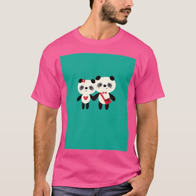 It Must Be Love - Preppy Pandas T-Shirt (Front)