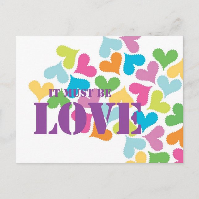 It must be love romantic hearts postcard (Front)