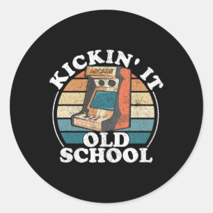It Old School Retro 80s Arcade Game Video Gaming G Classic Round Sticker