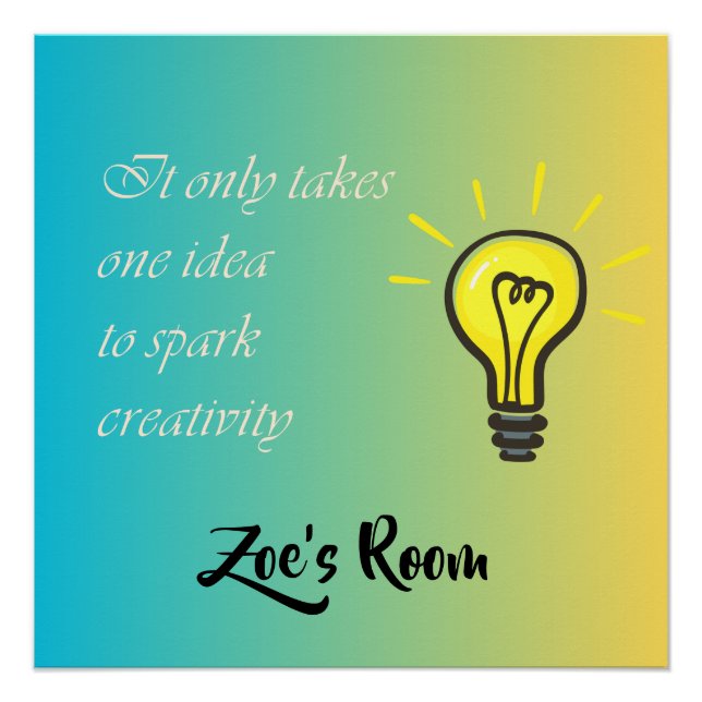 It Only Takes One Idea - editable name Glossy Poster (Front)