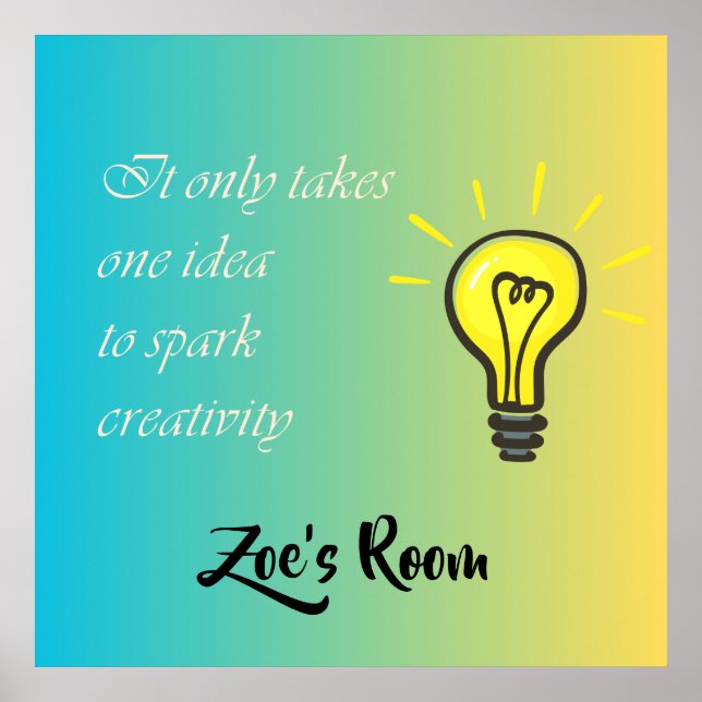 It Only Takes One Idea - editable name Poster (Front)