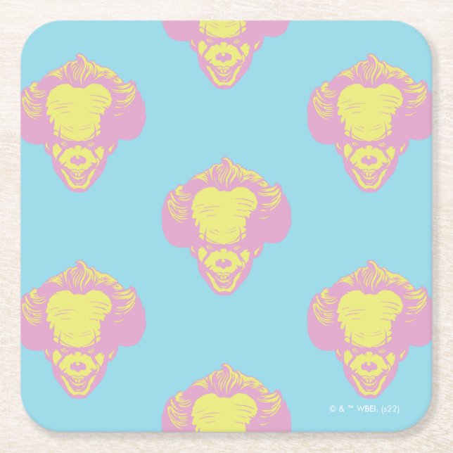 IT | Pennywise Pastel Head Pattern Square Paper Coaster (Front)