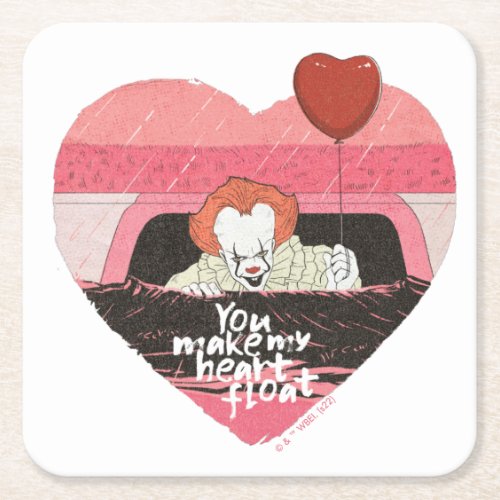 IT  Pennywise _ You Make My Heart Float Square Paper Coaster
