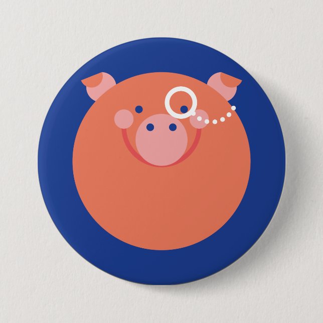 It plates Minimal Pig Pinback Button (Front)