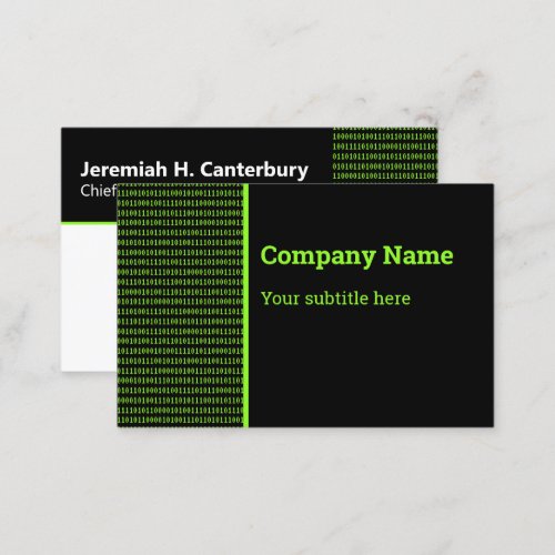 IT Professional _ Binary Code in Green on Black Business Card