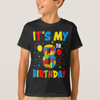 It’s 8th birthday 8 year old building blocks kids T-Shirt