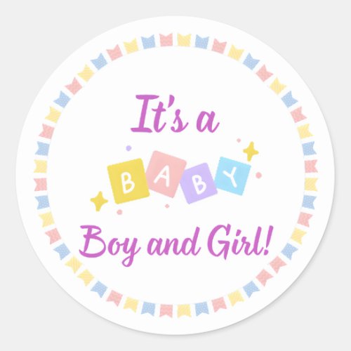 Itâs a Baby Boy and Girl Twins  Classic Round Sticker