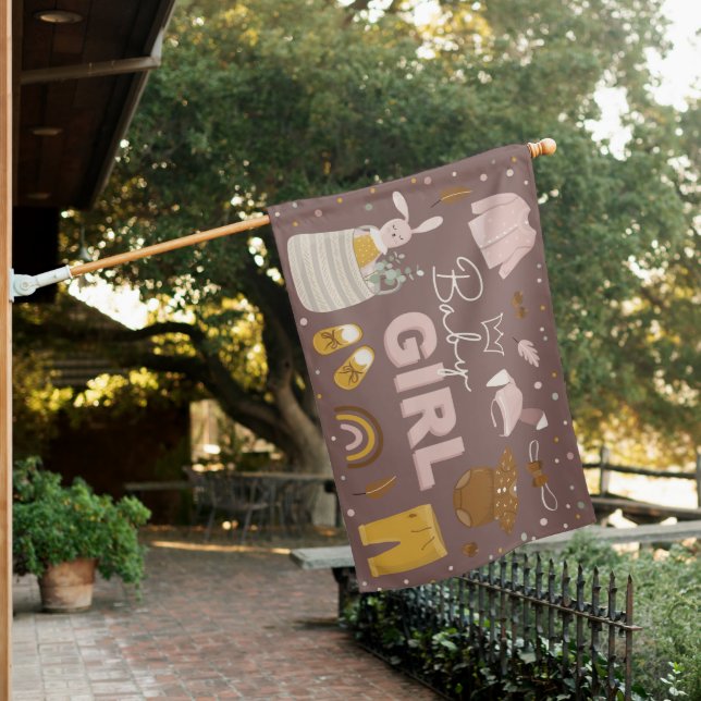 It’s A Baby Girl Gender Reveal House Flag (In SItu)