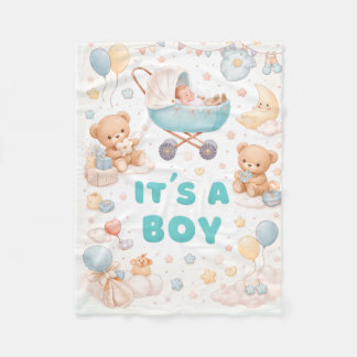 It’s a Boy Baby Announcement Design Fleece Blanket