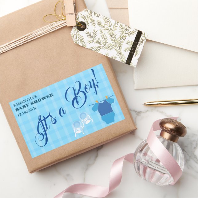 It’s a Boy! Baby Shower Blue Modern. Napkins Rectangular Sticker (Gifting)