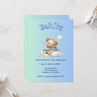 “It’s A Boy” Baby Shower Party Decor – Teddy Bear Invitation
