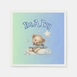 “It’s A Boy” Baby Shower Party Decor – Teddy Bear Napkins