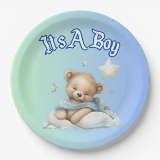 “It’s A Boy” Baby Shower Party Decor – Teddy Bear Paper Plates