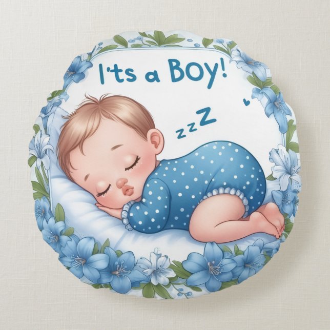 It’s a Boy Baby Shower  Round Pillow (Front)