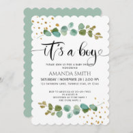 It’s a Boy Beautiful Eucalyptus Boy Baby Shower  Invitation