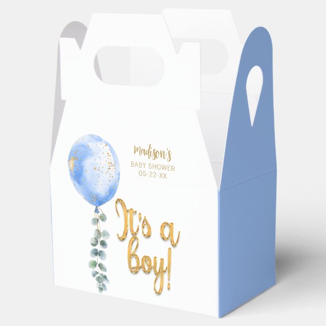 It’s a Boy Blue Balloon Baby Shower Favor Box (Opened)