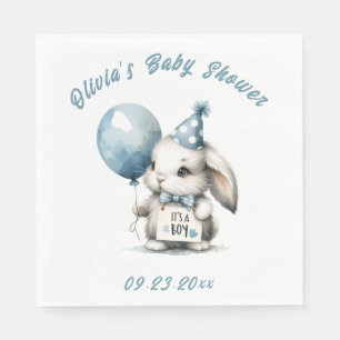 It’s a Boy Blue Bunny Animal Theme Baby Shower Napkins