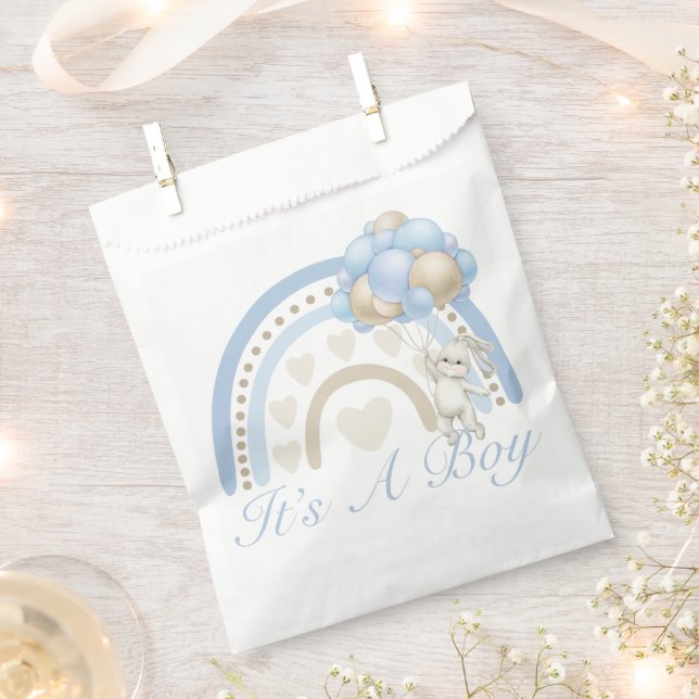 It’s a Boy Blue Pastel Rainbow Baby Shower Favor Bag (Clipped)