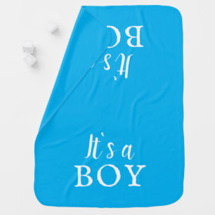 It`s a Boy Blue Script Baby Shower Gender Reveal Blanket