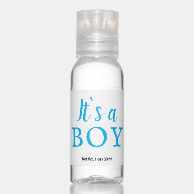It`s a Boy Blue Typography Baby Boy Baby Shower Hand Sanitizer (Front)