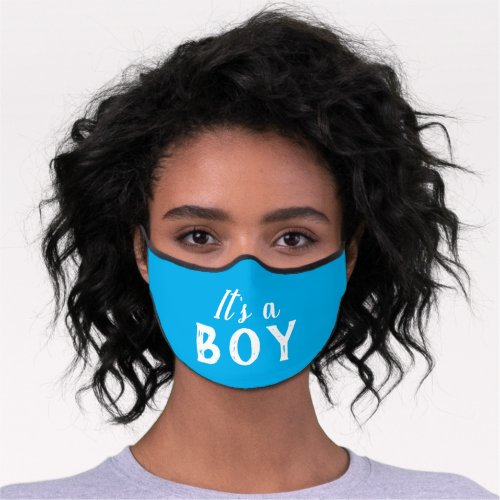 Its a Boy Blue Typography Baby Boy Baby Shower Premium Face Mask