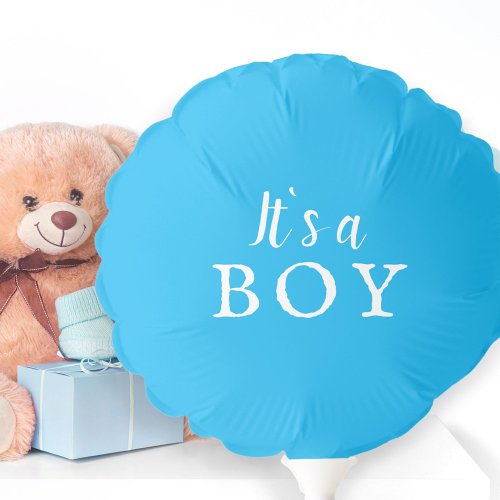 Its a Boy Blue Typography Baby Shower Party Balloon