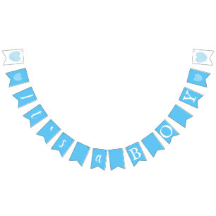 It`s a Boy Blue Typography Hearts Baby Shower Bunting Flags