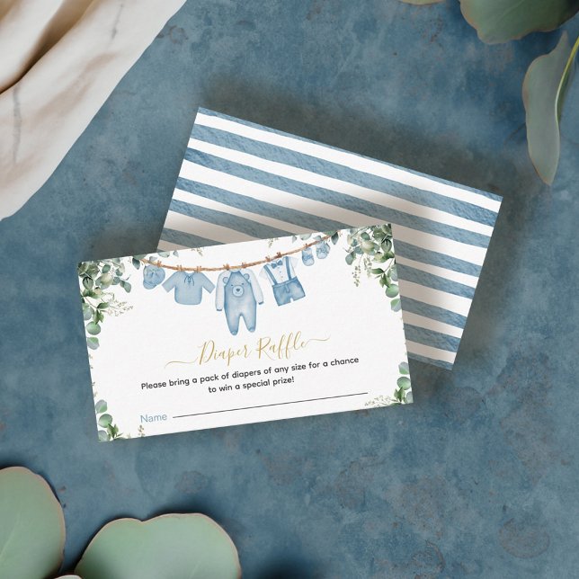 It’s A Boy Boho Baby Shower Diaper Raffle Ticket Enclosure Card (It’s A Boy Blue Boho Clothes Greenery Baby Shower Enclosure Card)
