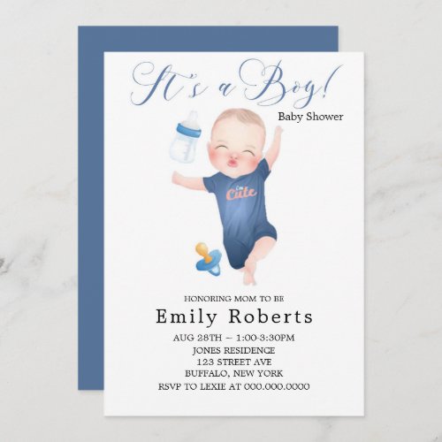 Its a Boy Cartoon Baby Shower Invitations
