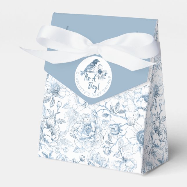 It’s a Boy Chinoiserie Baby Shower Favor Box Blue  (Front Side)