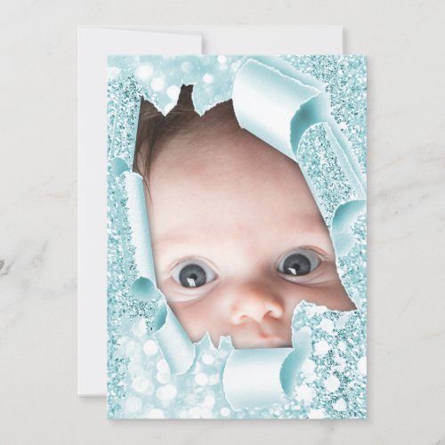 Its a Boy Custom  Photo Glitter Baby Shower 3D Invitation