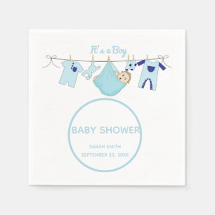 It’s A Boy Cute Blue Baby Shower Paper Napkin