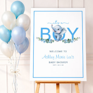 It’s a Boy Elephant Baby Shower Welcome Sign – Blu