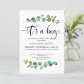 It’s a Boy Eucalyptus Baby Shower Invitation (Standing Front)