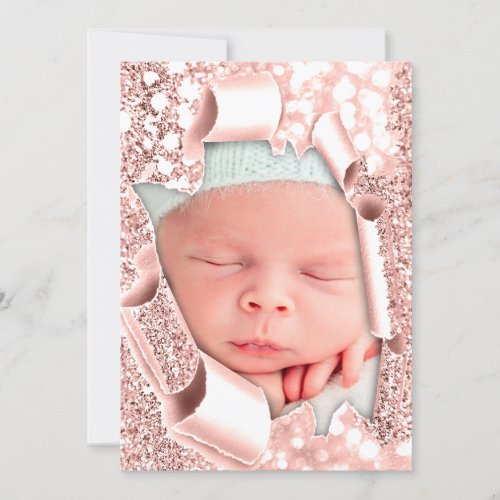 Its a Boy Girl Photo Rose 3D Glitter Baby Shower Invitation