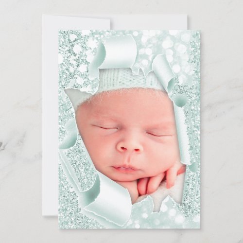 Its a Boy Girl Photo Tiffa 3D Glitter Baby Shower Invitation