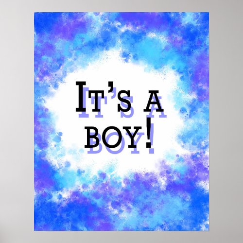 Its a boy modern blue baby shower poster