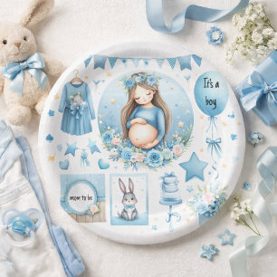 It’s a Boy Mom‑to‑Be Baby Shower Paper Plate