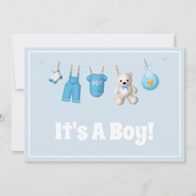 It’s A Boy! New Baby – Blue Custom Photo Card (Front)